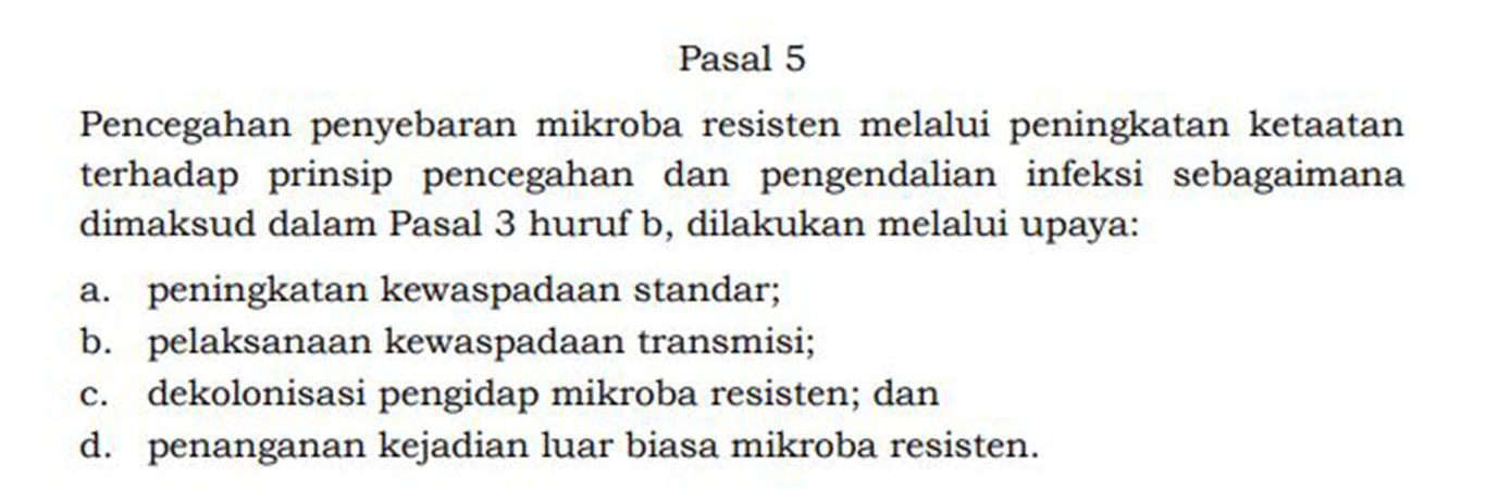 Pasal 5 Permenkes nomor 8 tahun 2015