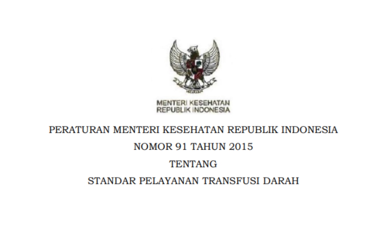 PERATURAN MENTERI KESEHATAN REPUBLIK INDONESIA NOMOR 91 TAHUN 2015